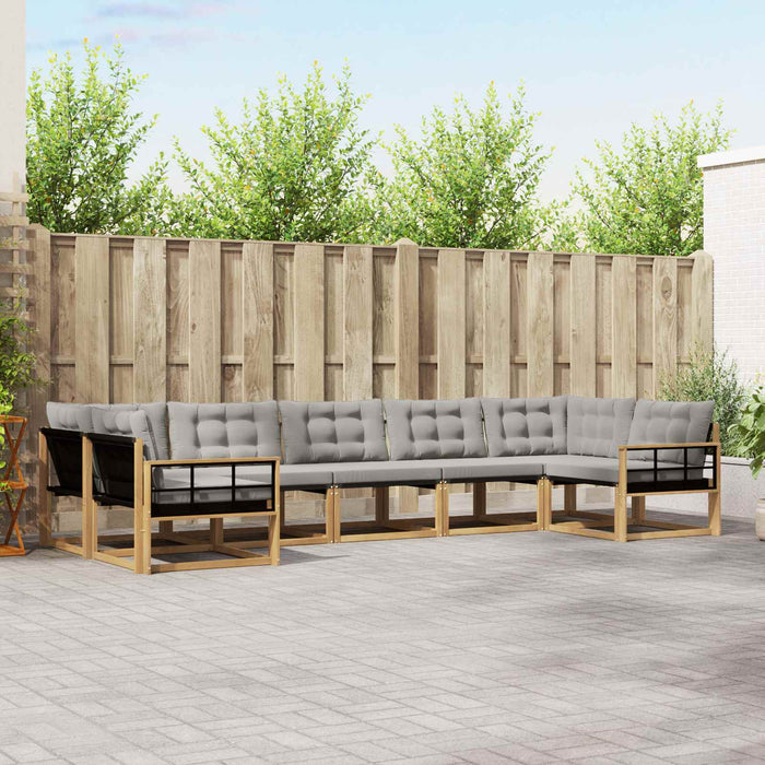 Set de canapele de exterior cu pernă 7 pcs Alb și gri deschis WALTI