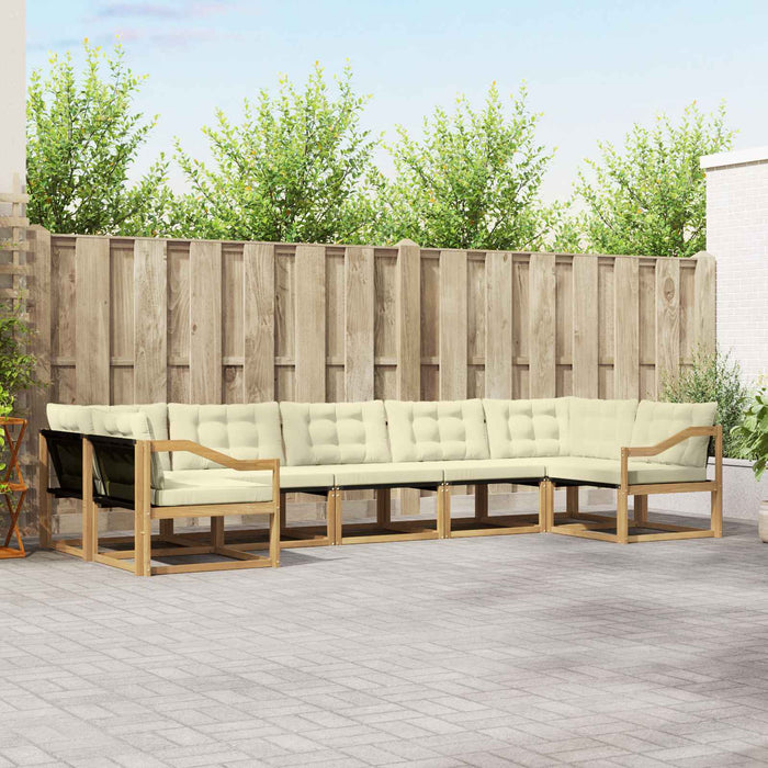 Set de canapele de exterior cu pernă 7 pcs Alb și crem WALTI