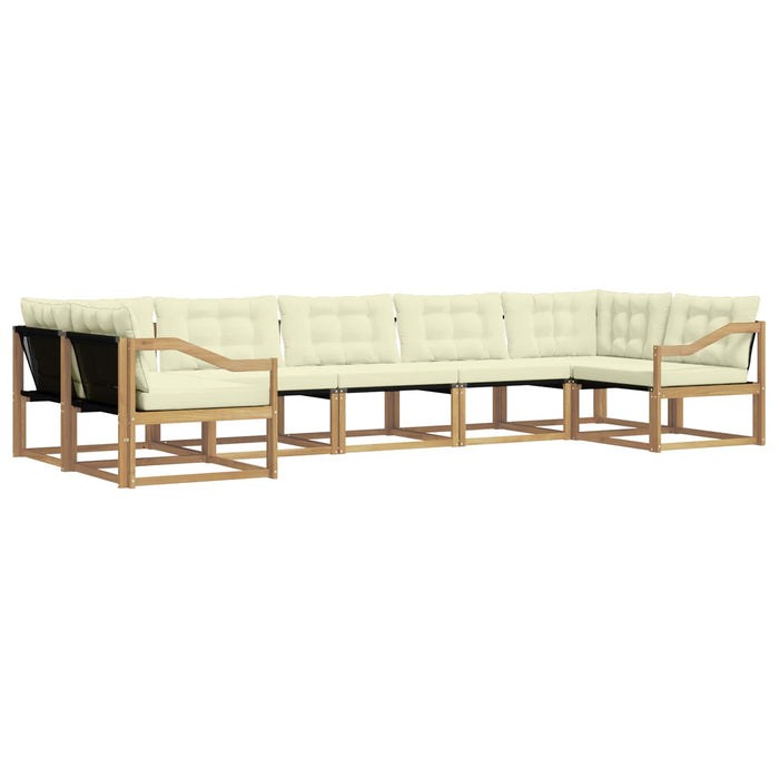 Set de canapele de exterior cu pernă 7 pcs Alb și crem WALTI