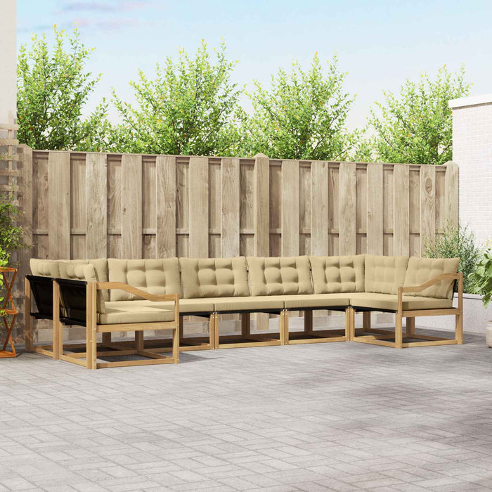 Set de canapele de exterior cu pernă 7 pcs Alb și Bej WALTI
