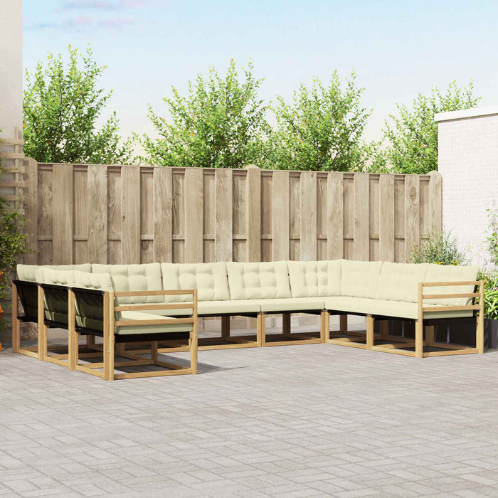 Set de canapele de exterior cu pernă 9 pcs Alb și crem WALTI