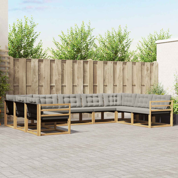 Set de canapele de exterior cu pernă 9 pcs Alb și gri deschis WALTI
