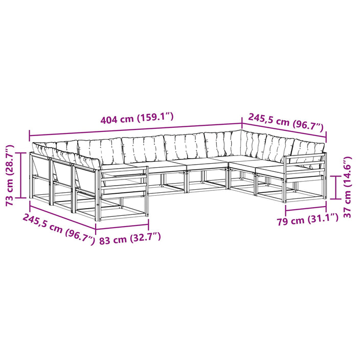 Set de canapele de exterior cu pernă 9 pcs Alb și gri deschis WALTI