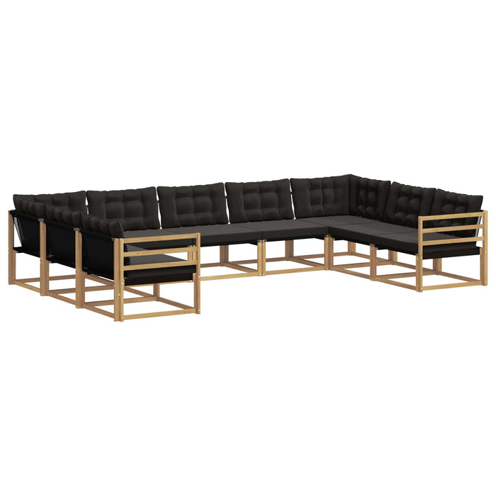 Set de canapele de exterior cu pernă 9 pcs Alb și negru WALTI