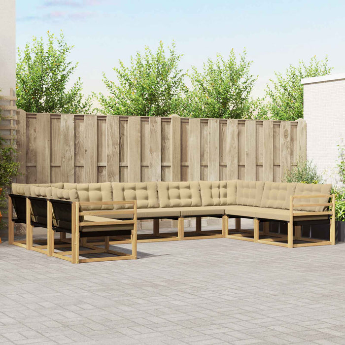 Set de canapele de exterior cu pernă 9 pcs Alb și Bej WALTI