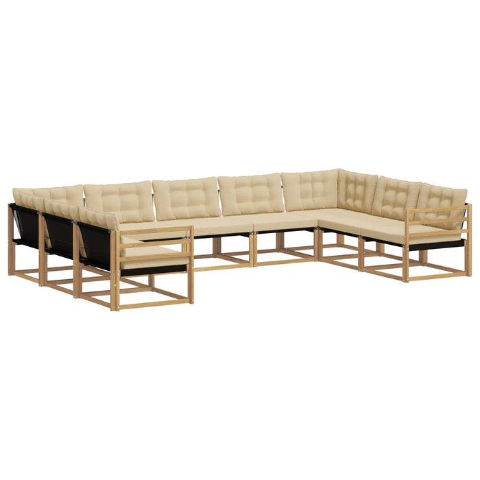 Set de canapele de exterior cu pernă 9 pcs Alb și Bej WALTI