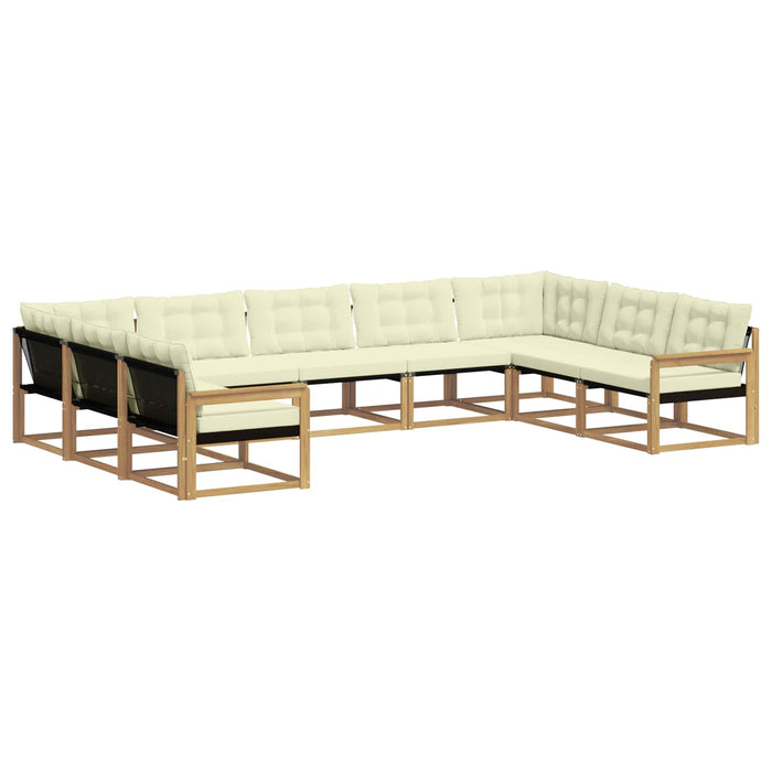 Set de canapele de exterior cu pernă 9 pcs Alb și crem WALTI