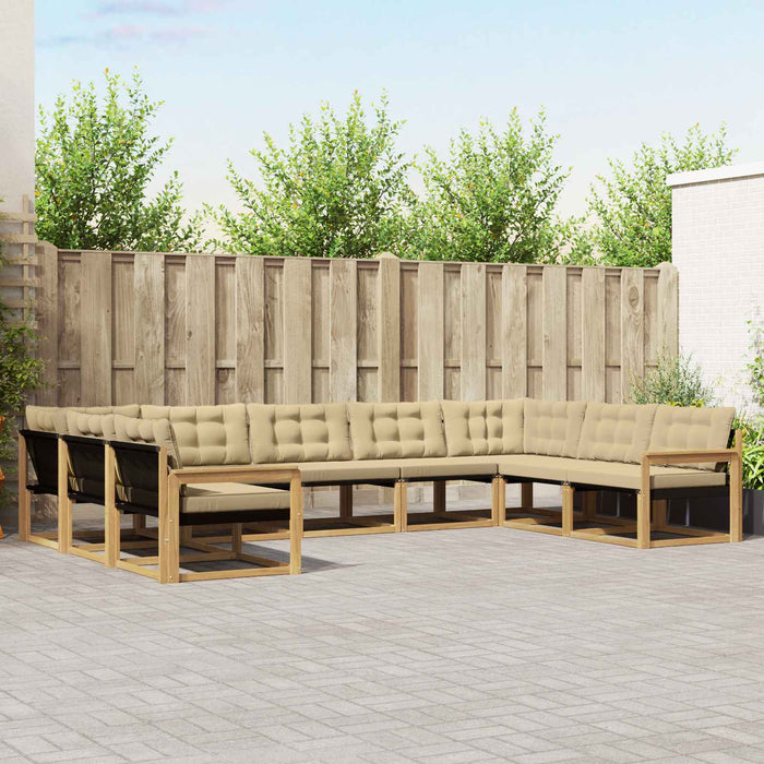 Set de canapele de exterior cu pernă 9 pcs Alb și Bej - WALTI WALTI