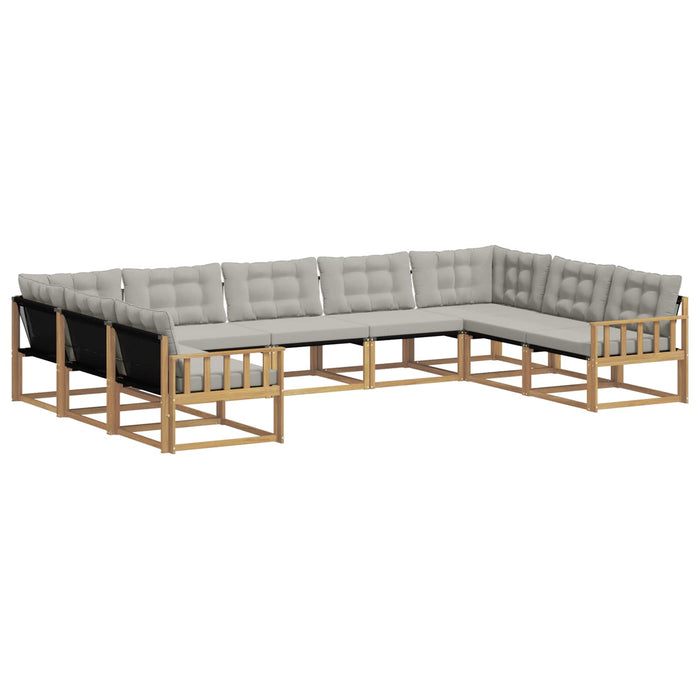 Set de canapele de exterior cu pernă 9 pcs Alb și gri deschis WALTI