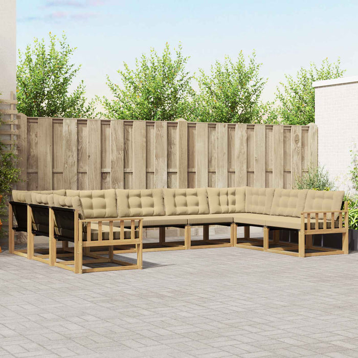Set de canapele de exterior cu pernă 9 pcs Alb și Bej WALTI