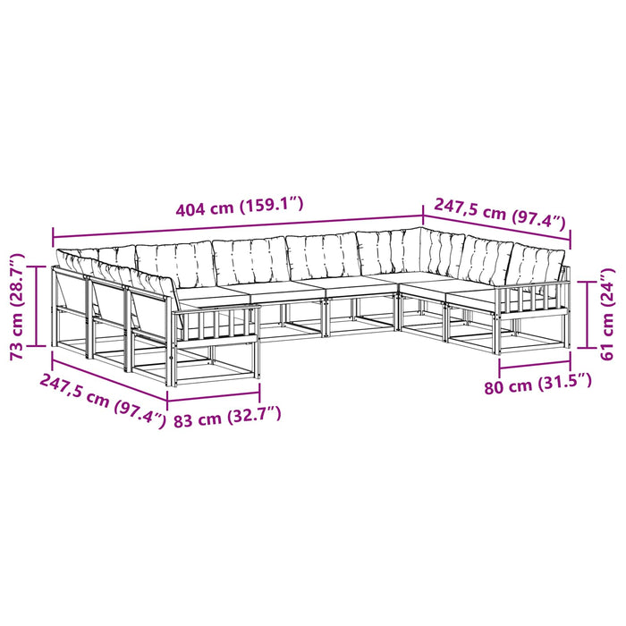 Set de canapele de exterior cu pernă 9 pcs Alb și Bej WALTI