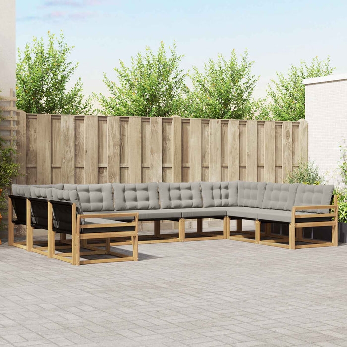 Set de canapele de exterior cu pernă 9 pcs Alb și gri deschis WALTI