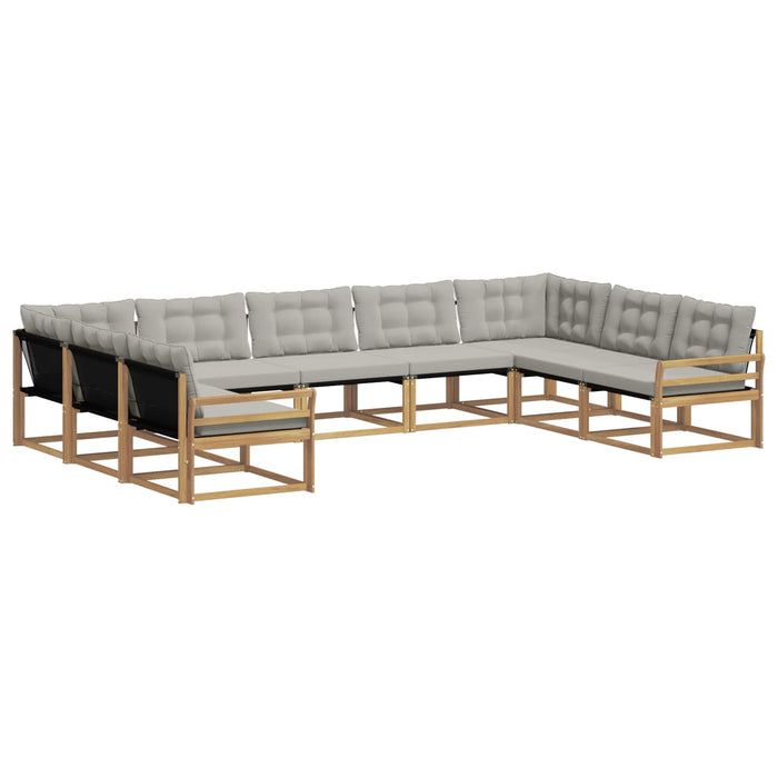 Set de canapele de exterior cu pernă 9 pcs Alb și gri deschis WALTI