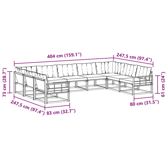 Set de canapele de exterior cu pernă 9 pcs Alb și crem WALTI