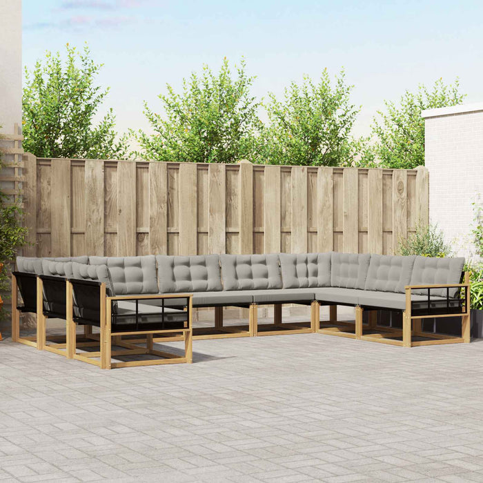 Set de canapele de exterior cu pernă 9 pcs Alb și gri deschis WALTI