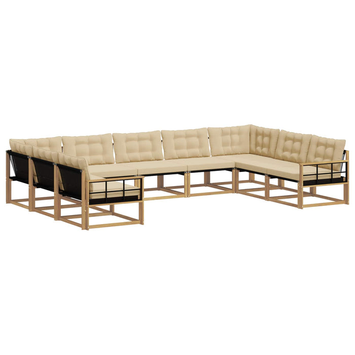 Set de canapele de exterior cu pernă 9 pcs Alb și Bej WALTI
