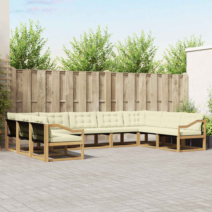 Set de canapele de exterior cu pernă 9 pcs Alb și crem WALTI