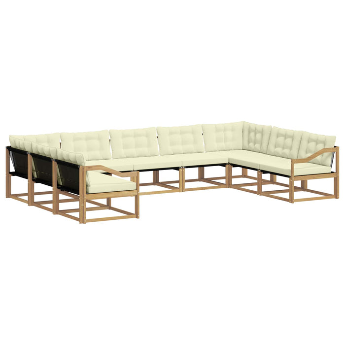 Set de canapele de exterior cu pernă 9 pcs Alb și crem WALTI