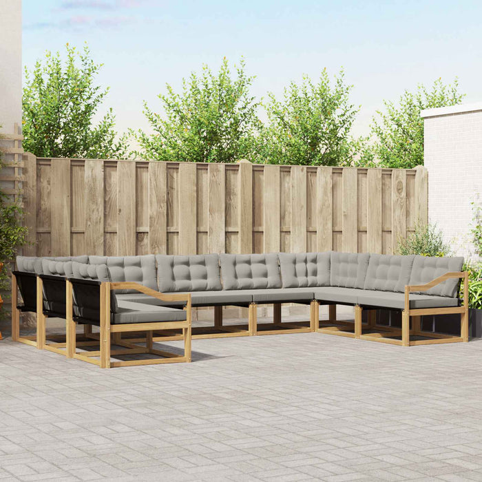 Set de canapele de exterior cu pernă 9 pcs Alb și gri deschis WALTI