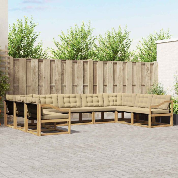 Set de canapele de exterior cu pernă 9 pcs Alb și Bej WALTI