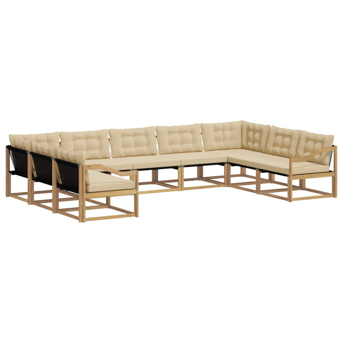 Set de canapele de exterior cu pernă 9 pcs Alb și Bej WALTI