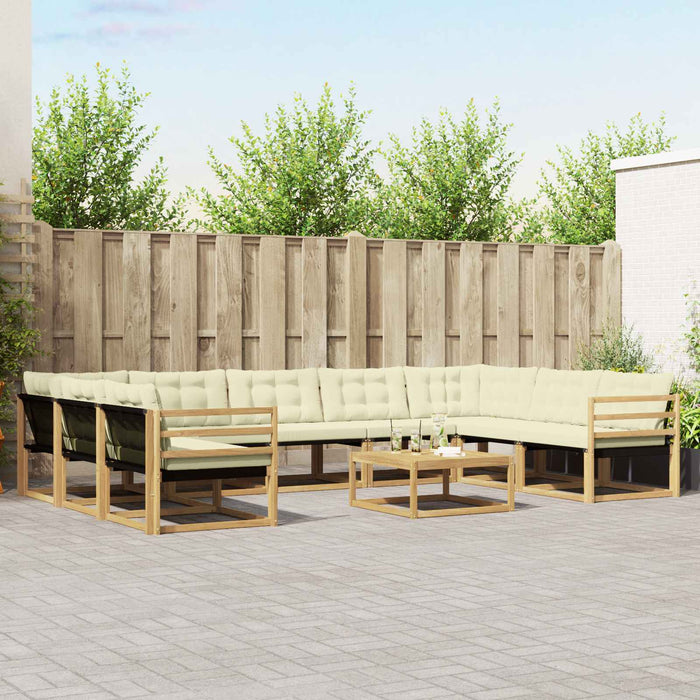 Set de canapele de exterior cu pernă 10 pcs Alb și crem WALTI