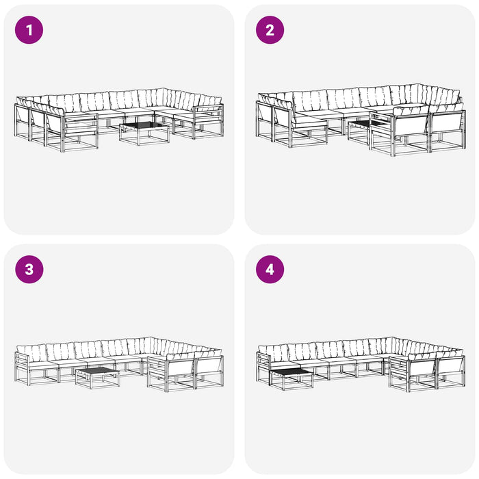 Set de canapele de exterior 10 pcs Alb și gri deschis WALTI