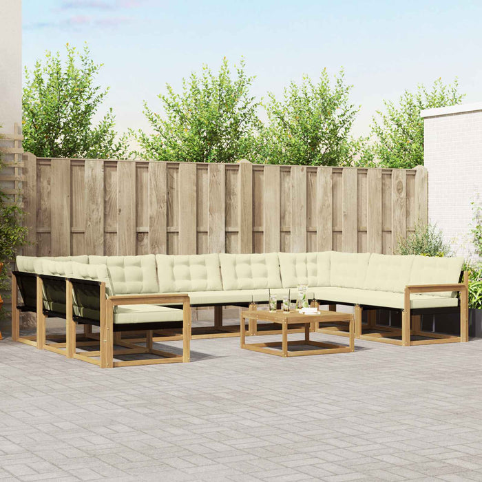 Set de canapele de exterior cu pernă 10 pcs Alb și crem WALTI