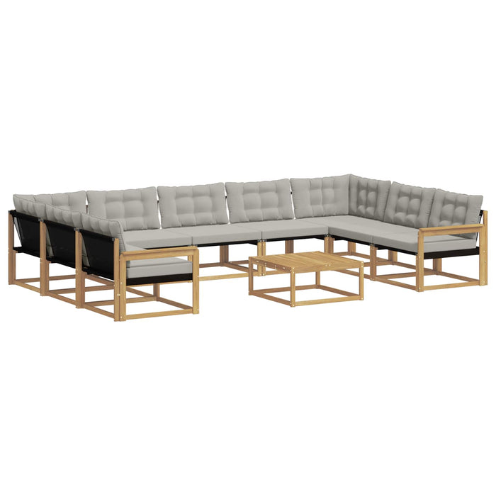 Set de canapele de exterior cu pernă 10 pcs Alb și gri deschis WALTI