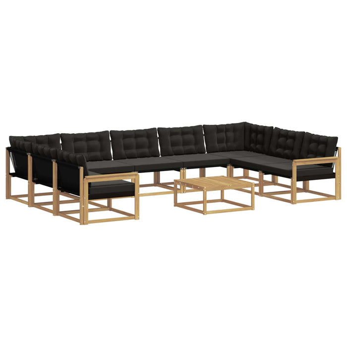 Set de canapele de exterior cu pernă 10 pcs Alb și negru WALTI