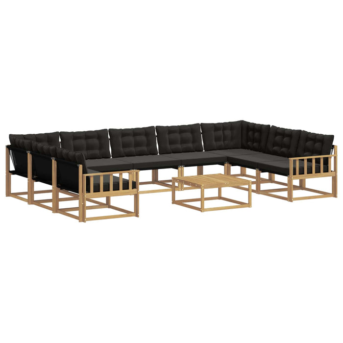 Set de canapele de exterior cu pernă 10 pcs Alb și negru WALTI