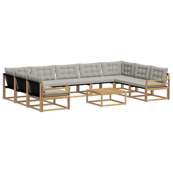 Set de canapele de exterior cu pernă 10 pcs Alb și gri deschis WALTI