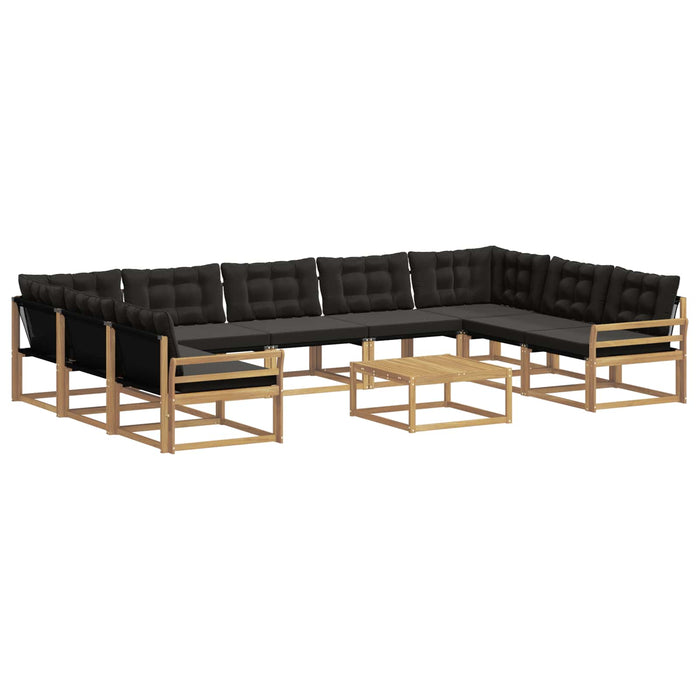 Set de canapele de exterior cu pernă 10 pcs Alb și negru WALTI