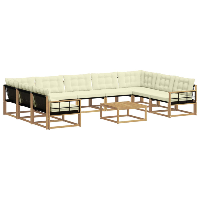 Set de canapele de exterior cu pernă 10 pcs Alb și crem WALTI