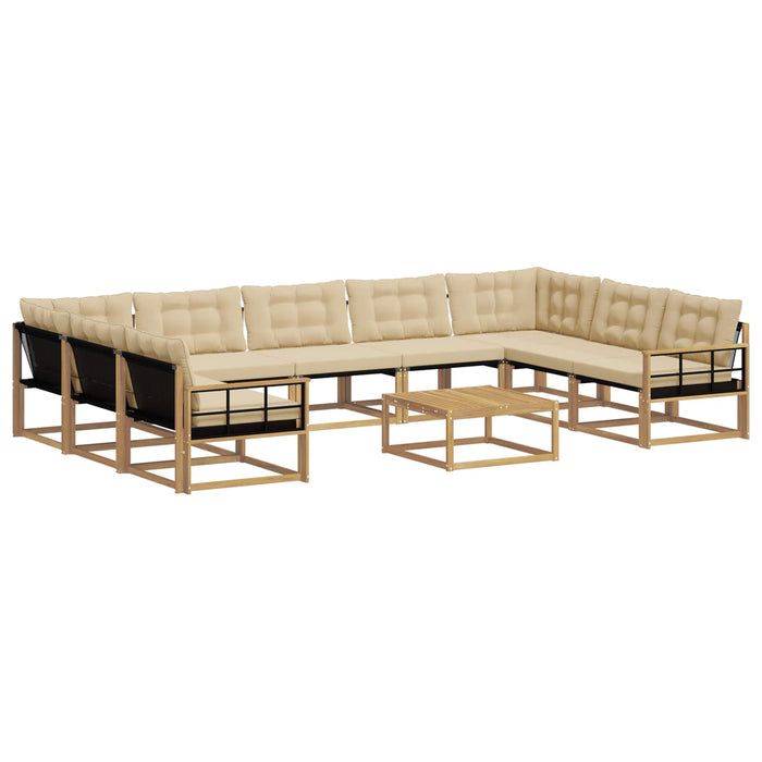Set de canapele de exterior cu pernă 10 pcs Alb și Bej WALTI