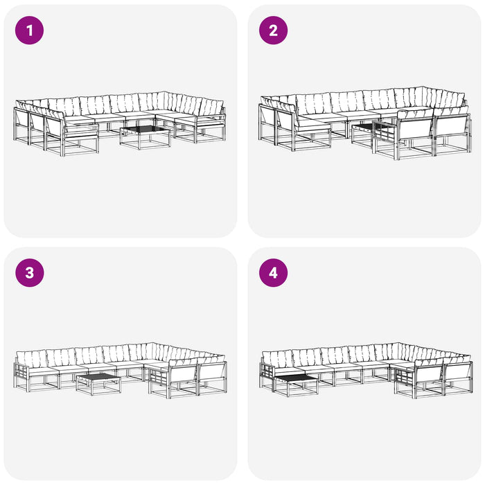 Set de canapele de exterior cu pernă 10 pcs Alb și Bej WALTI