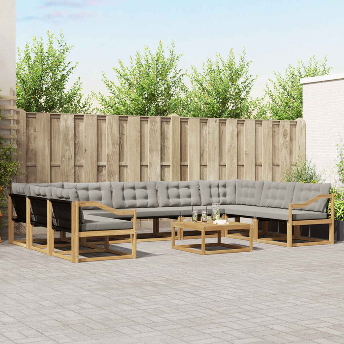 Set de canapele de exterior cu pernă 10 pcs Alb și gri deschis WALTI