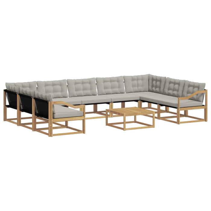 Set de canapele de exterior cu pernă 10 pcs Alb și gri deschis WALTI