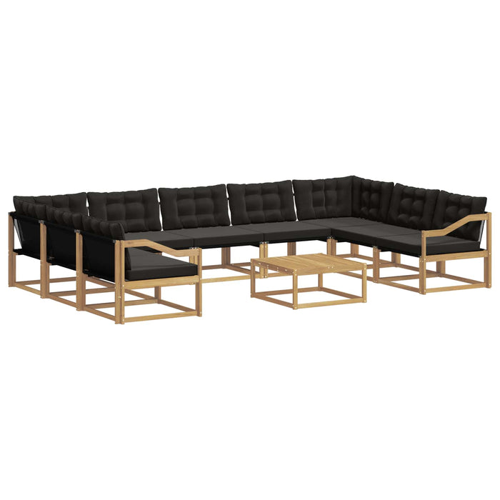 Set de canapele de exterior cu pernă 10 pcs Alb și negru WALTI