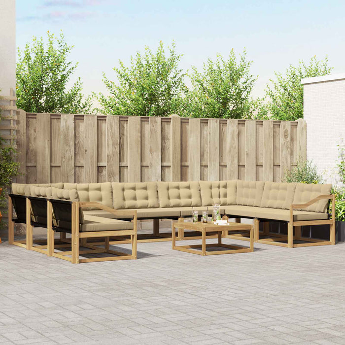 Set de canapele de exterior cu pernă 10 pcs Alb și Bej WALTI