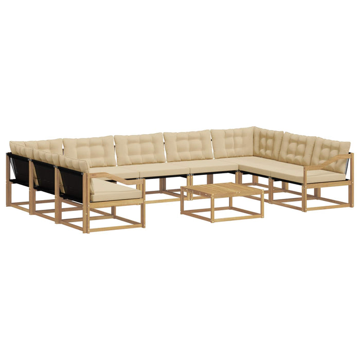 Set de canapele de exterior cu pernă 10 pcs Alb și Bej WALTI