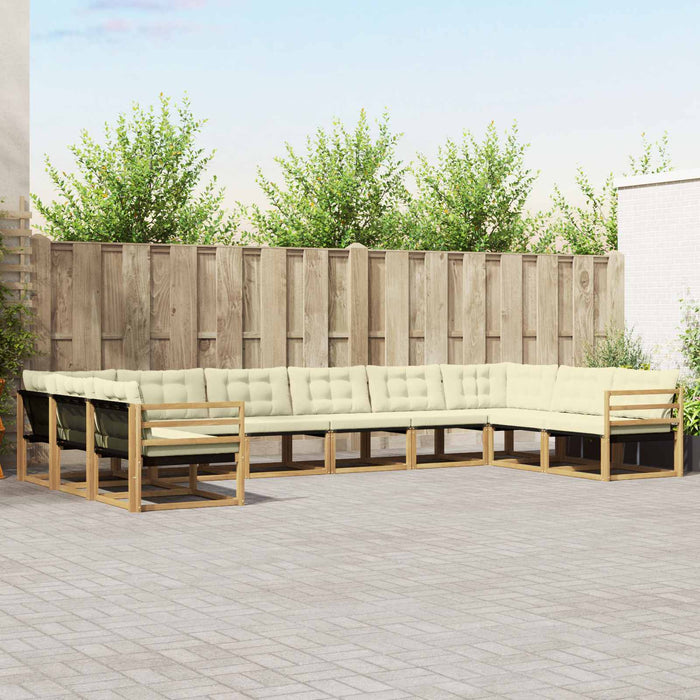 Set de canapele de exterior cu pernă 10 pcs Alb și crem WALTI