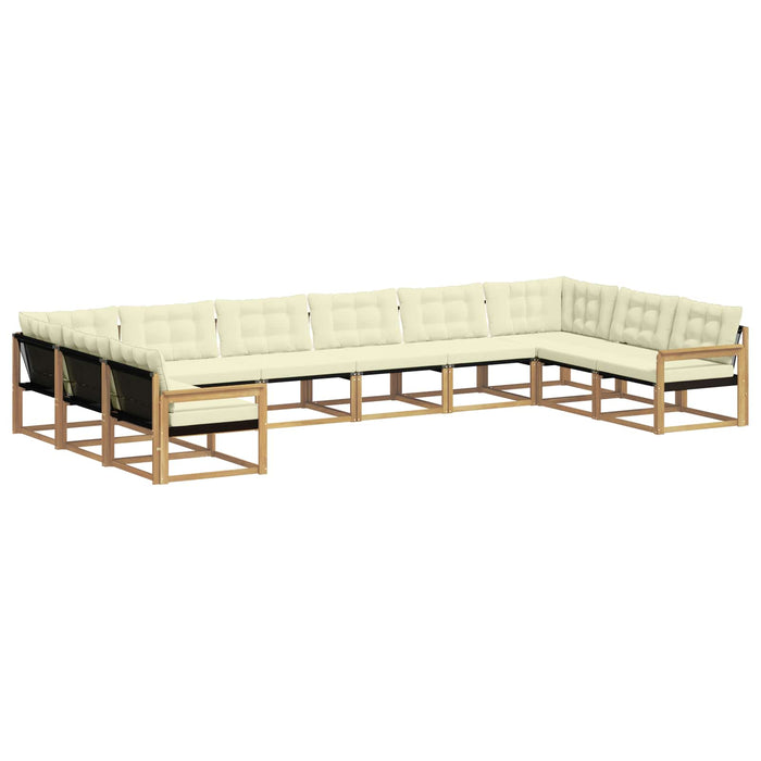 Set de canapele de exterior cu pernă 10 pcs Alb și crem WALTI