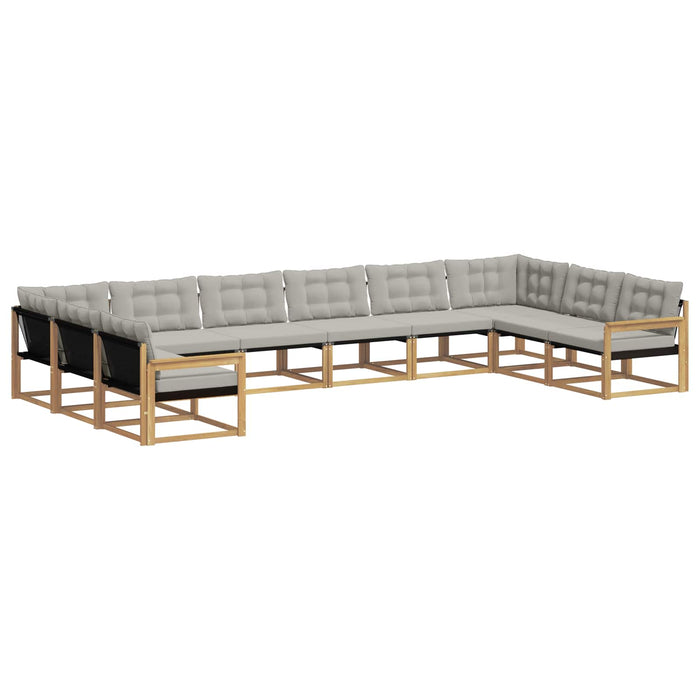 Set de canapele de exterior cu pernă 10 pcs Alb și gri deschis WALTI