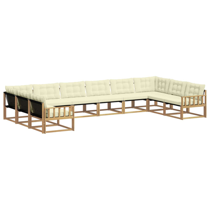 Set de canapele de exterior cu pernă 10 pcs Alb și crem WALTI