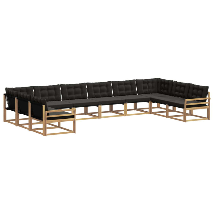 Set de canapele de exterior cu pernă 10 pcs Alb și negru WALTI