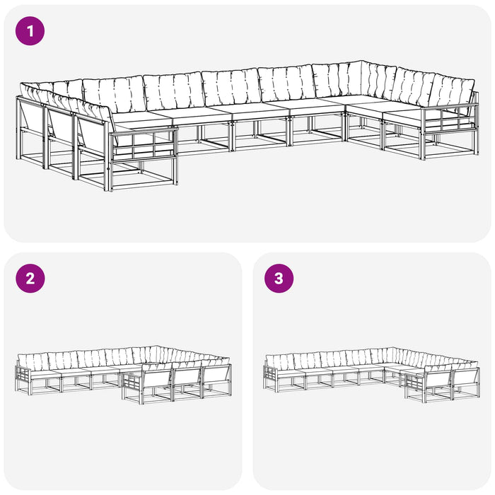 Set de canapele de exterior cu pernă 10 pcs Alb și crem WALTI