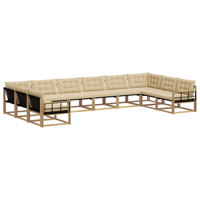 Set de canapele de exterior cu pernă 10 pcs Alb și Bej WALTI