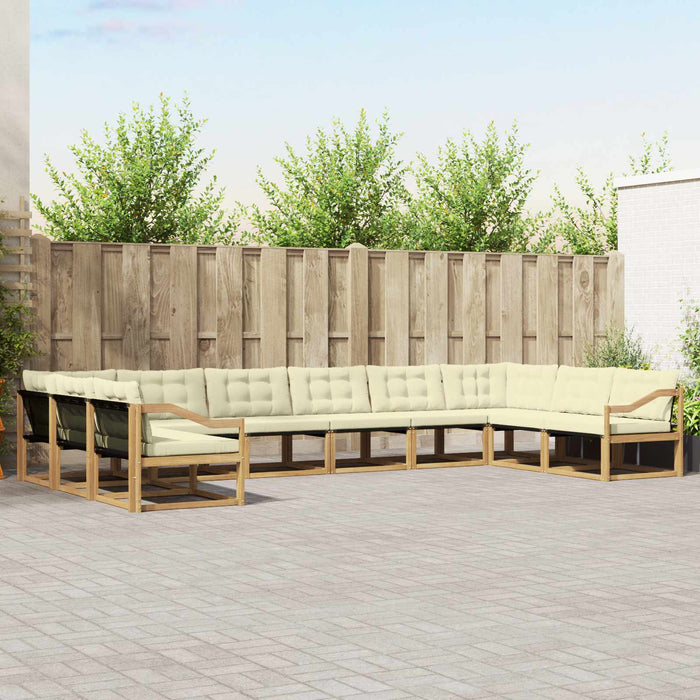 Set de canapele de exterior cu pernă 10 pcs Alb și crem WALTI