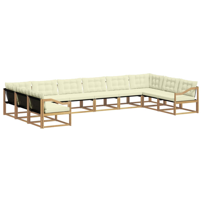 Set de canapele de exterior cu pernă 10 pcs Alb și crem WALTI